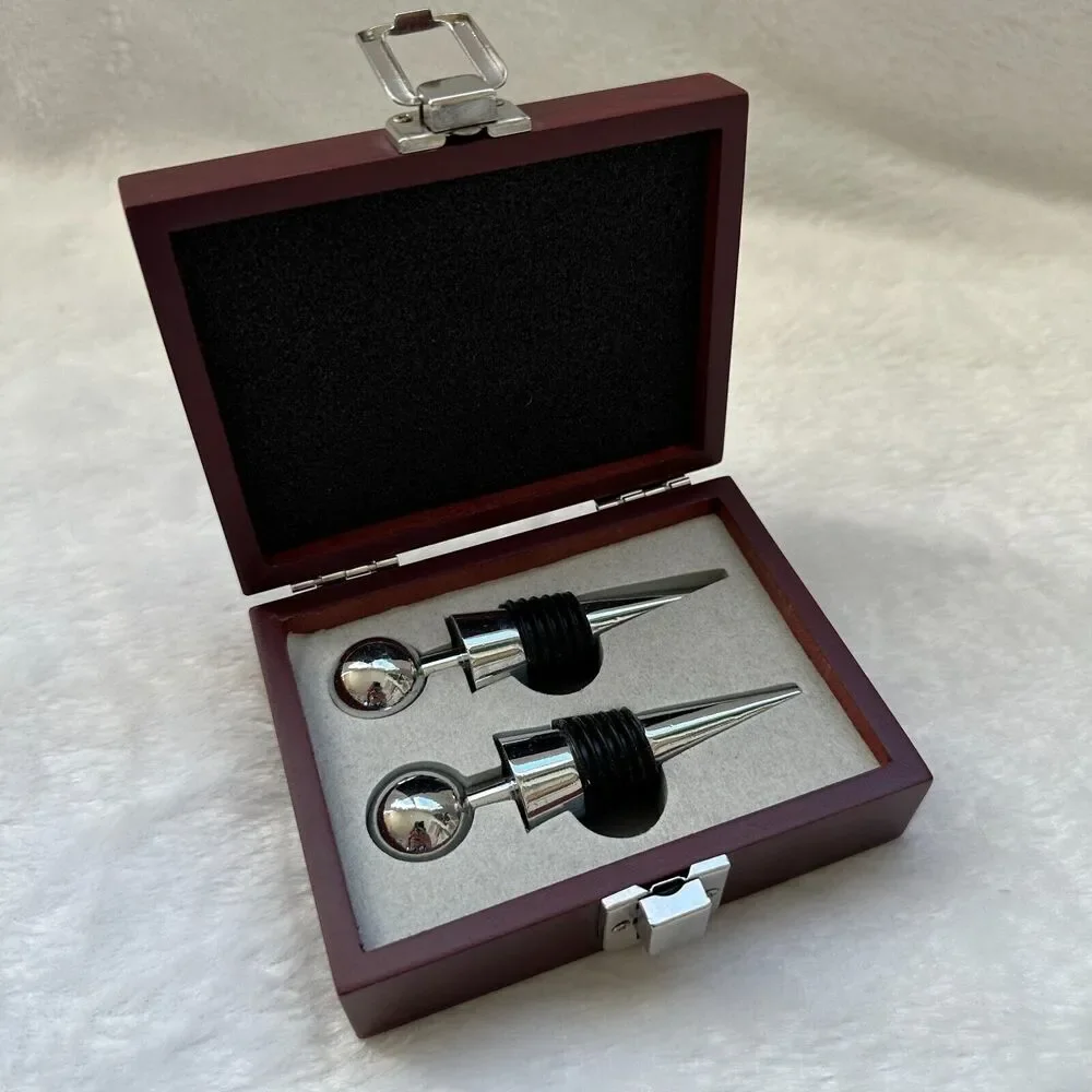 VINTAGE Bank of America Home Loans Metal Wine Stoppers‎ Set of 2 in Hinged Box